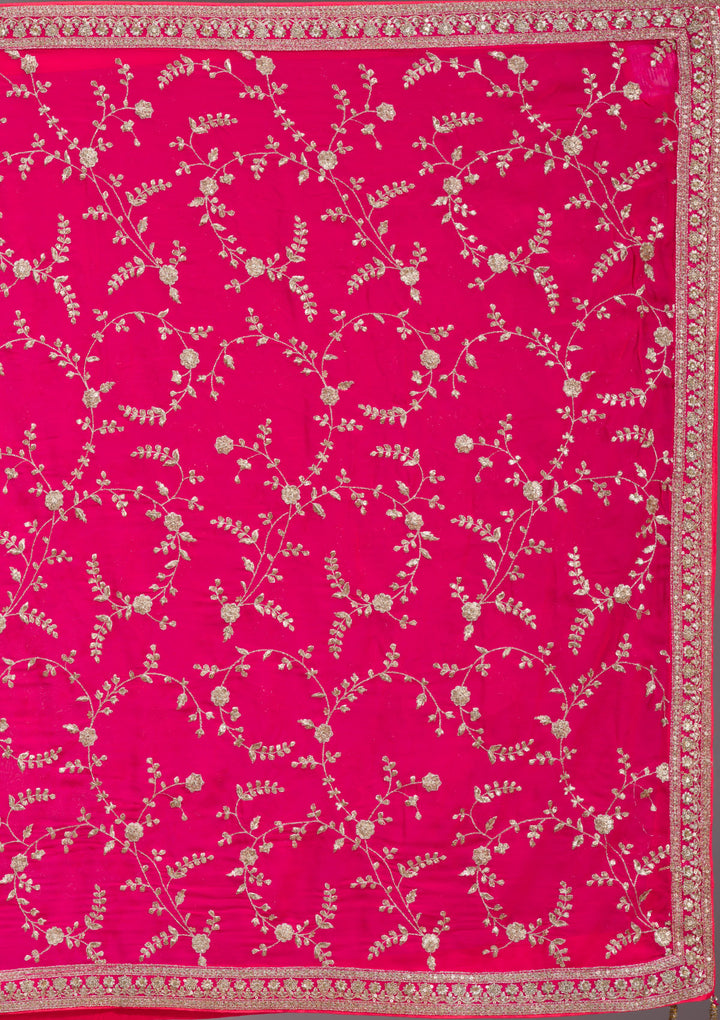 Rani Pink Zariwork Georgette Readymade Lehenga