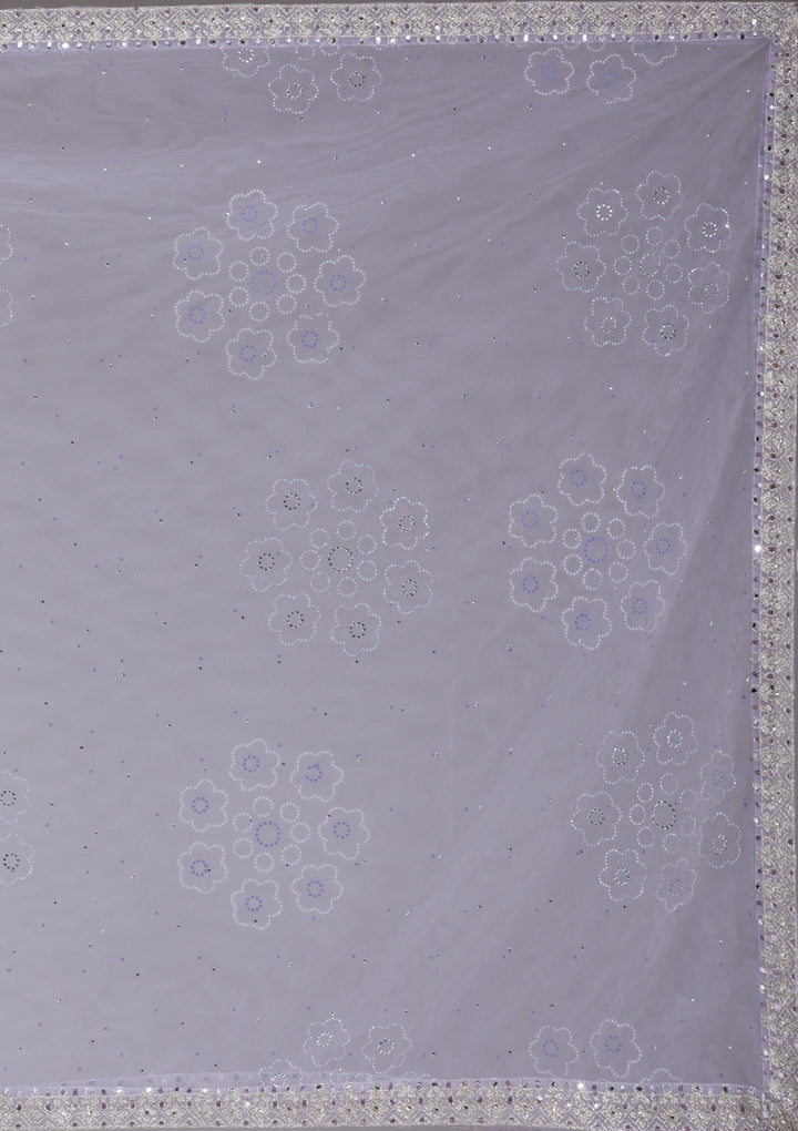 Lavender Stonework Net Readymade Lehenga