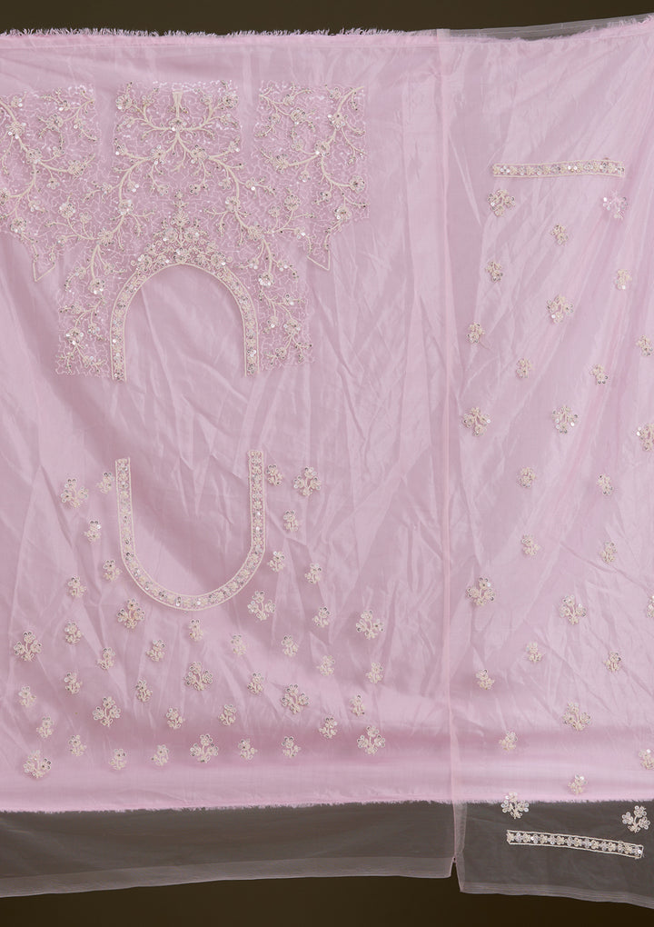 Pink Sequins Net Semi-Stitched Lehenga