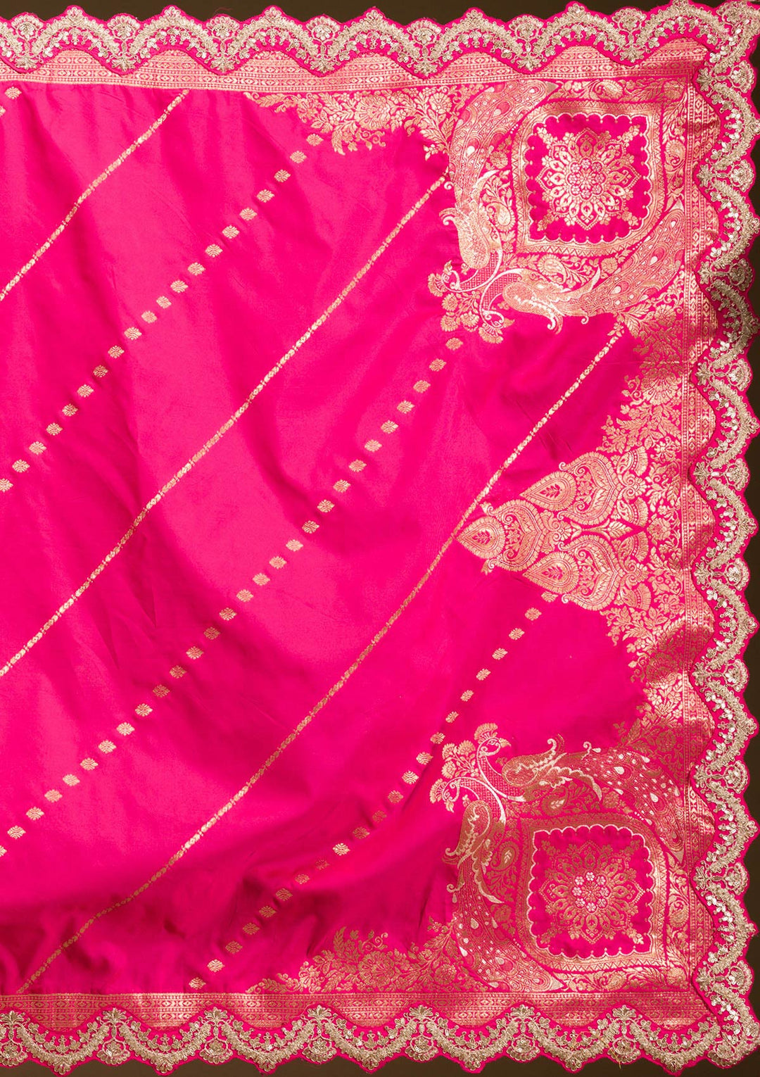Rani Pink Zariwork Banarasi Readymade Lehenga