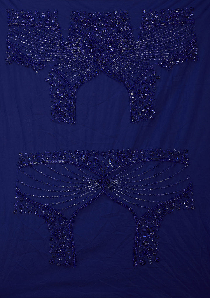 Royal Blue Sequins Net Readymade Lehenga