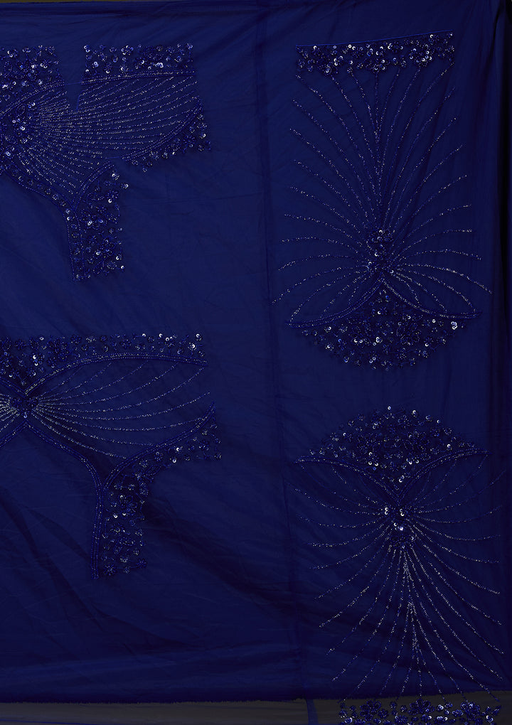Royal Blue Sequins Net Readymade Lehenga