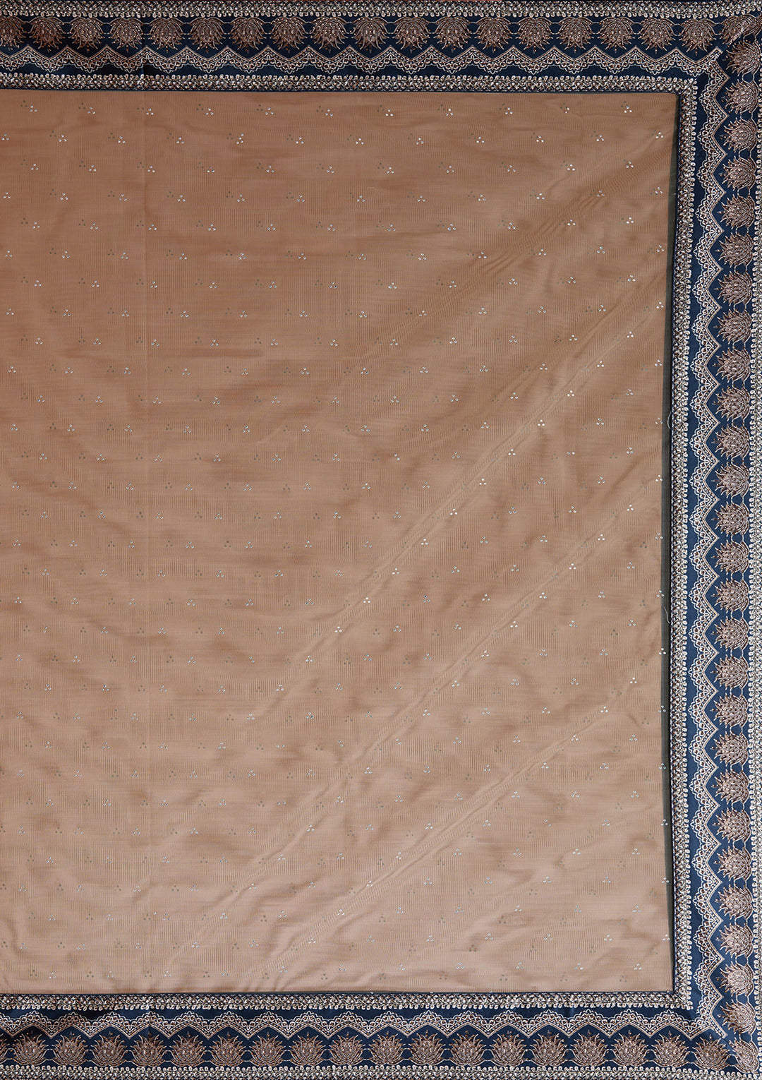 Navy Blue Stonework Satin Readymade Lehenga