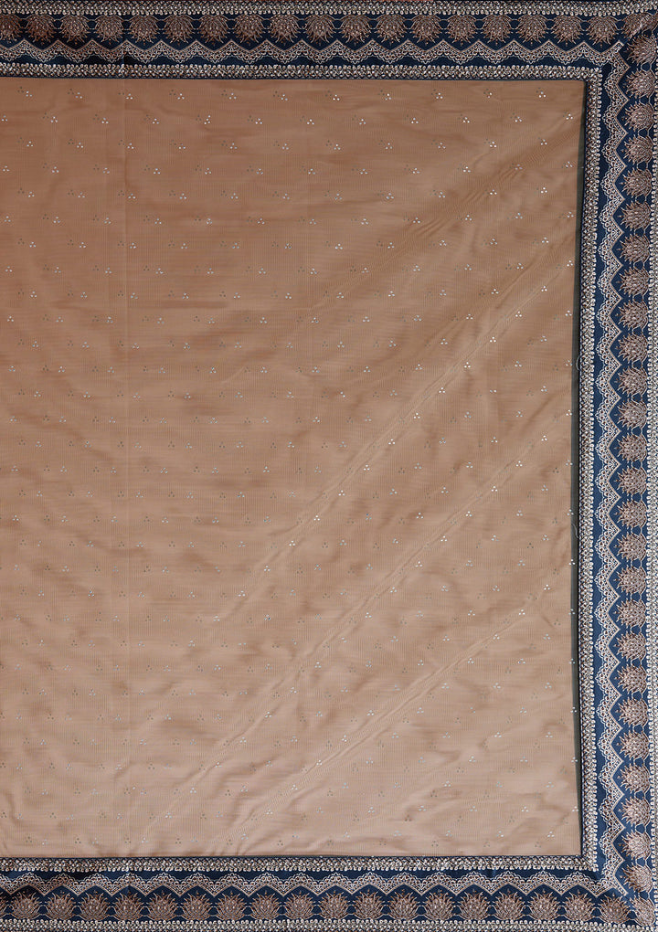 Navy Blue Stonework Satin Readymade Lehenga