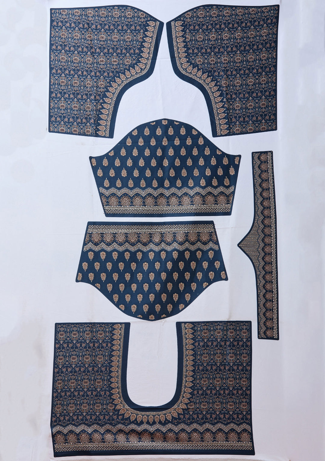 Navy Blue Stonework Satin Readymade Lehenga