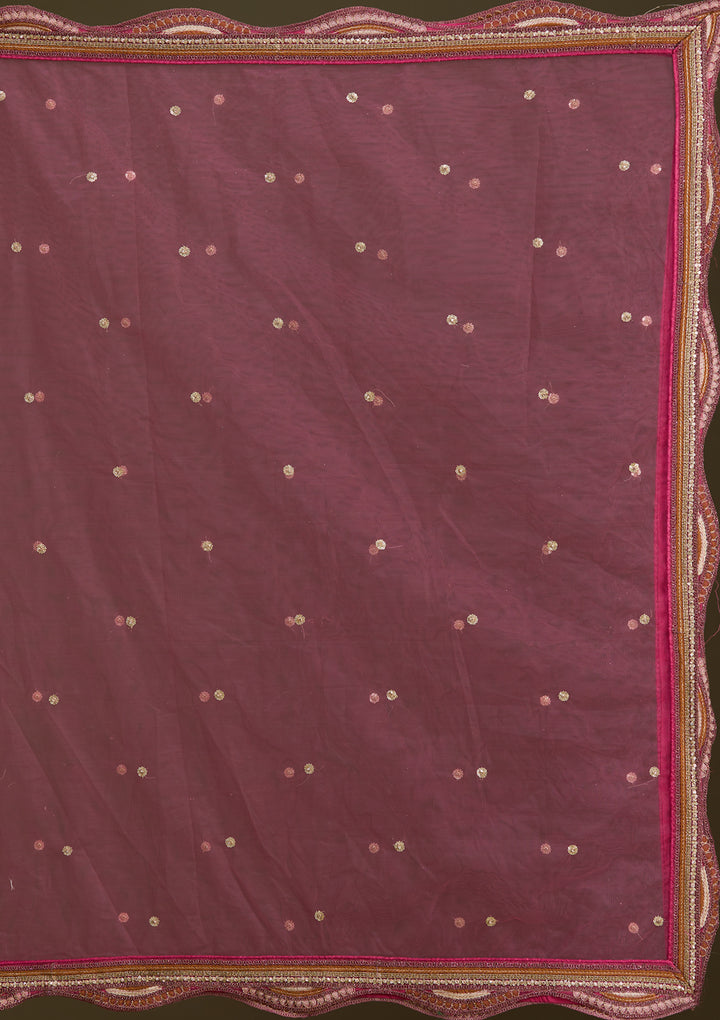 Onion Pink Cording Net Readymade Lehenga