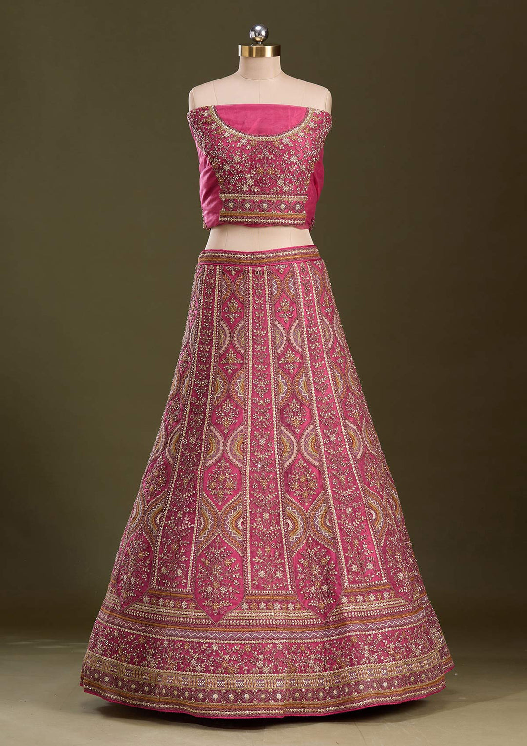 Onion Pink Cording Net Readymade Lehenga
