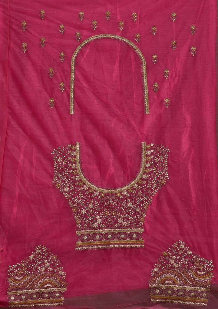 Onion Pink Cording Net Readymade Lehenga