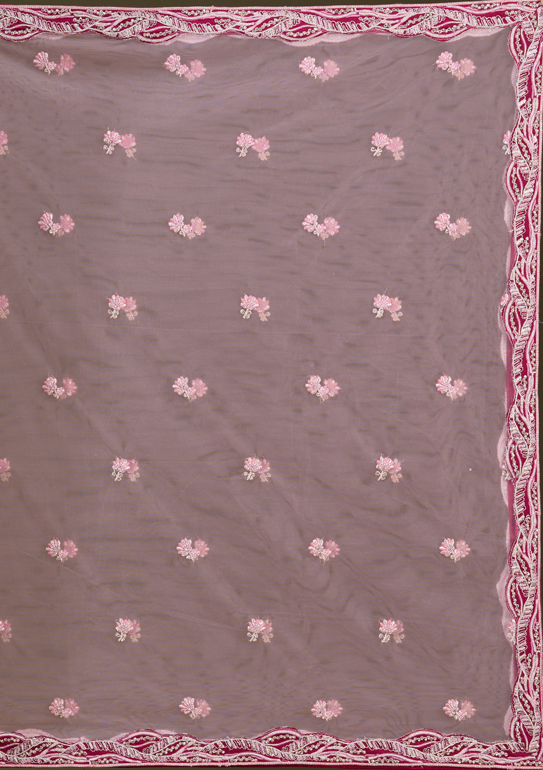 Maroon Cording Raw Silk Semi-Stitched Lehenga
