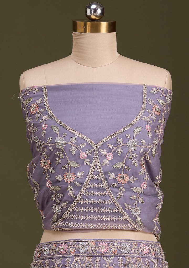 Lavender Cording Net Readymade Lehenga