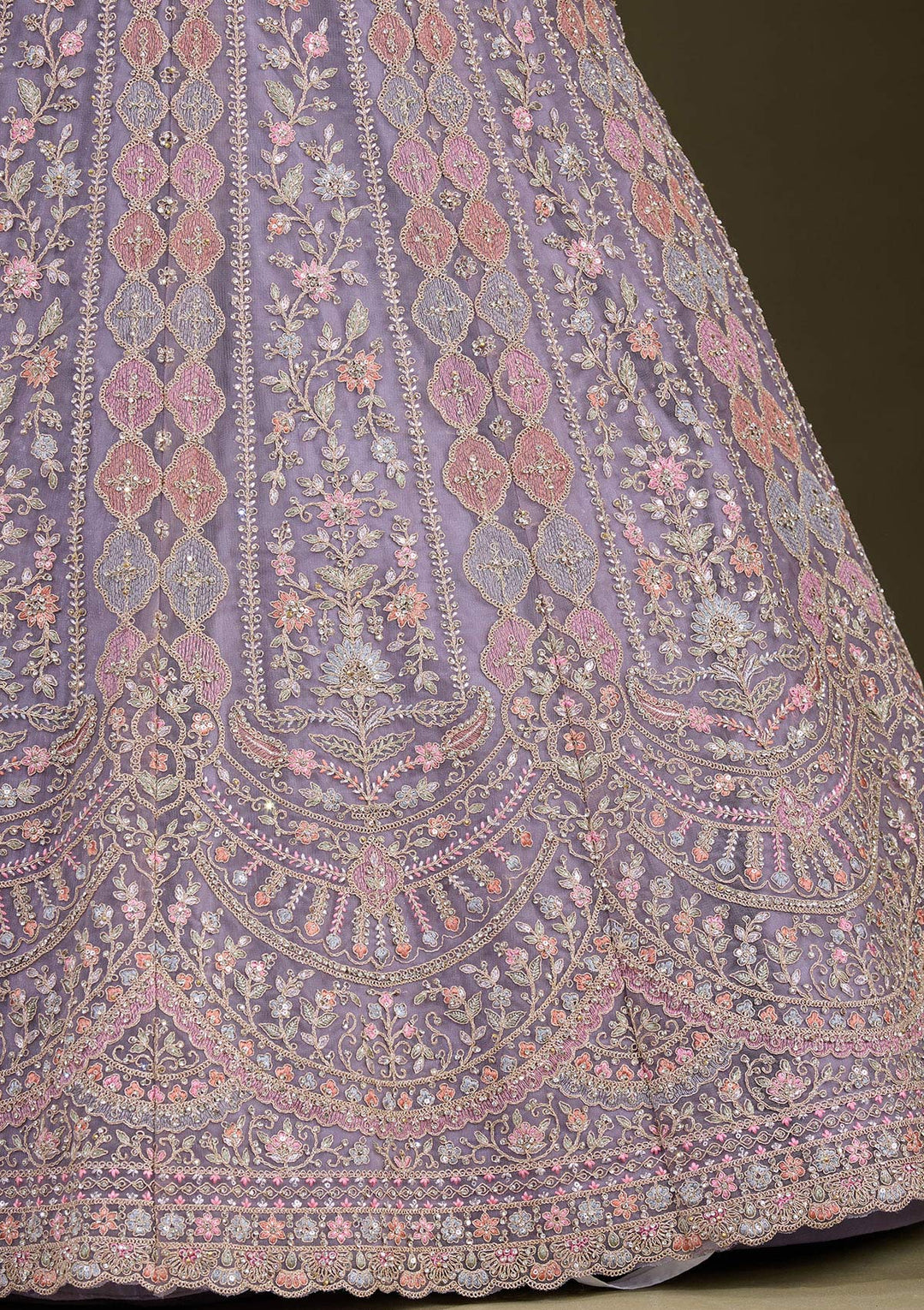 Lavender Cording Net Readymade Lehenga