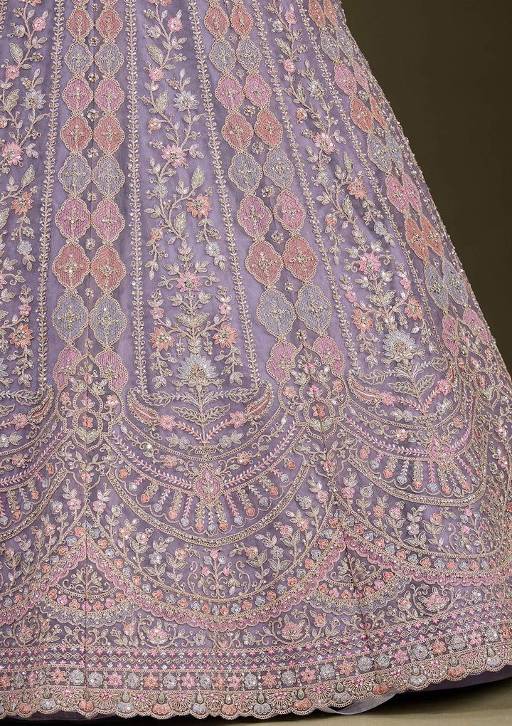 Lavender Cording Net Readymade Lehenga