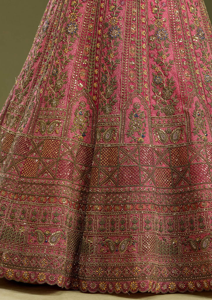 Rani Pink Cording Net Readymade Lehenga