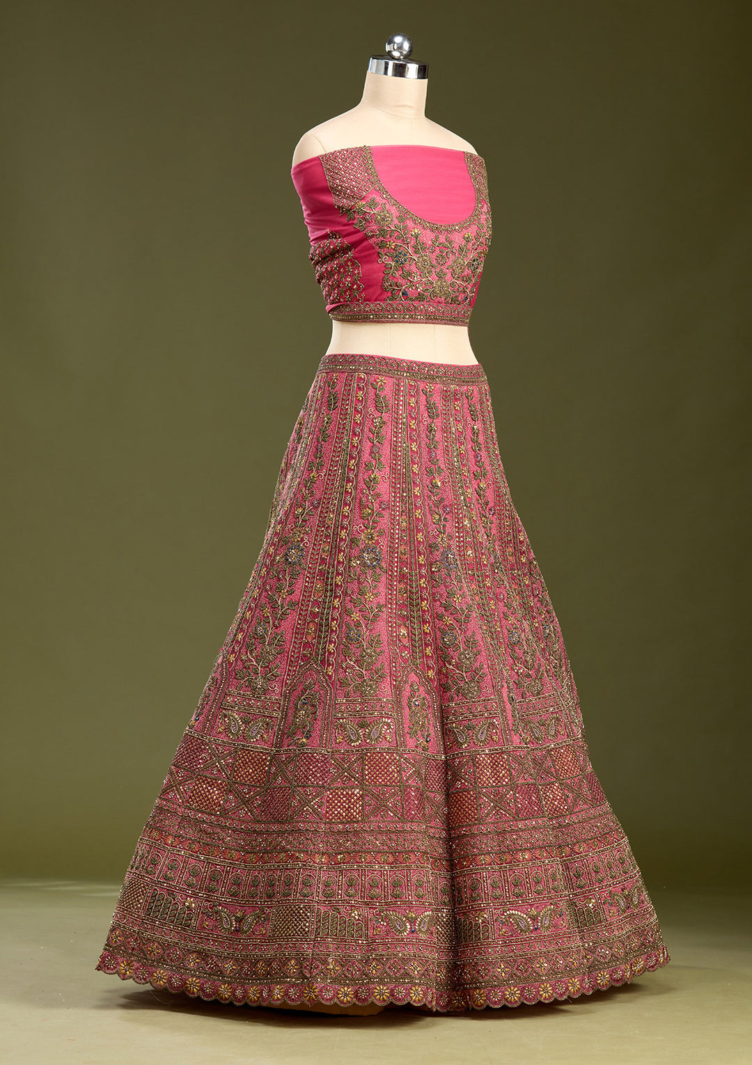 Rani Pink Cording Net Readymade Lehenga