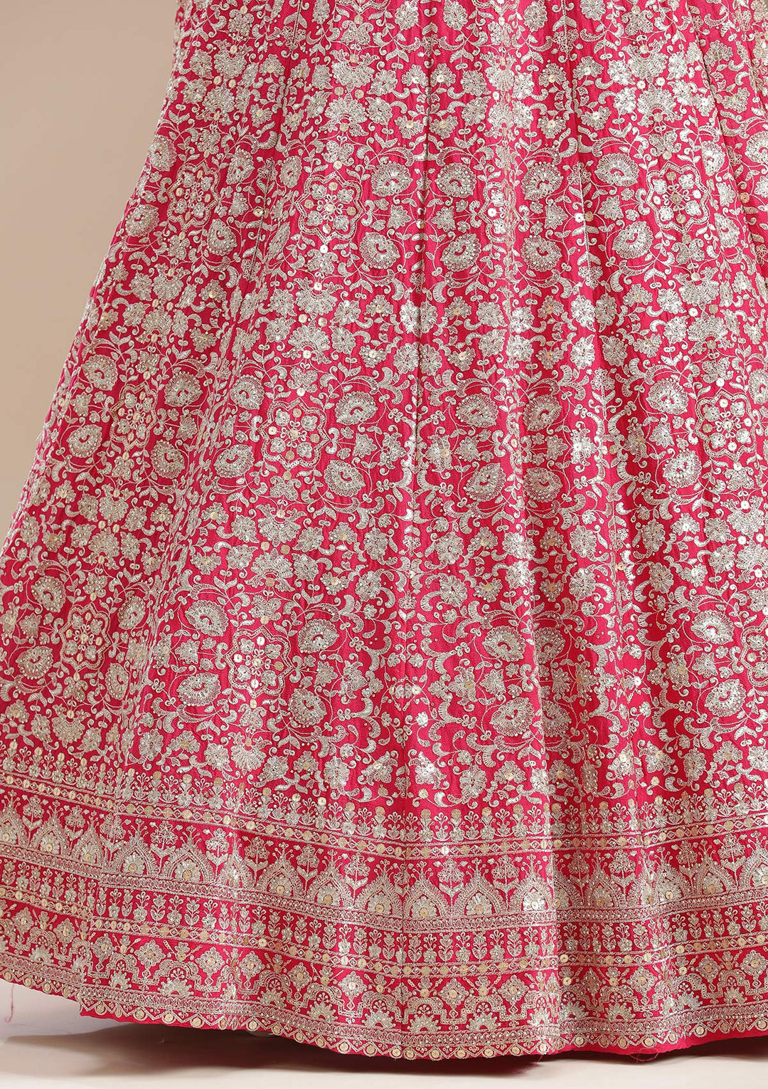 Rani Pink Zardozi (Gold) Georgette Readymade Lehenga