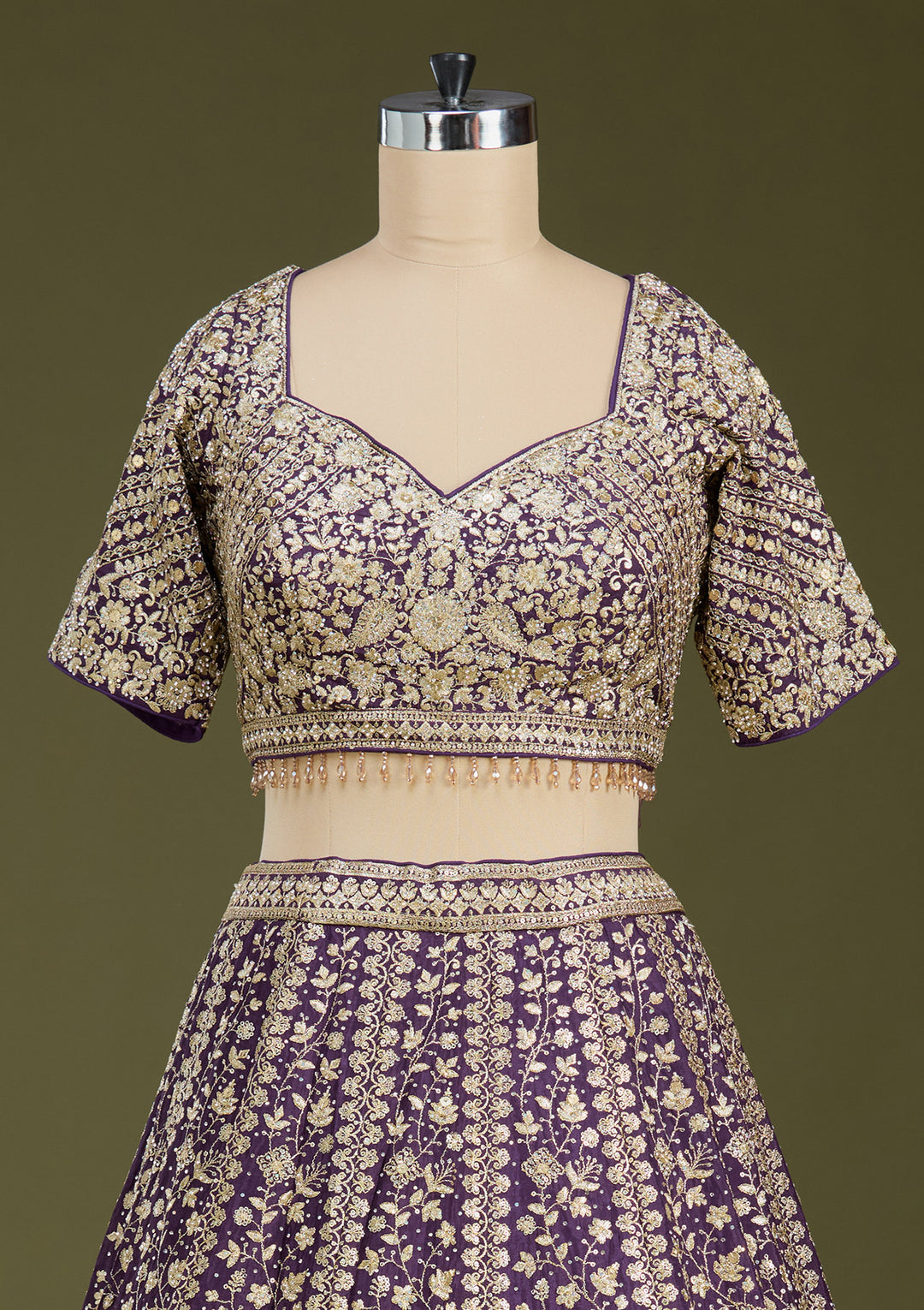 Purple Zariwork (Gold) Georgette Readymade Lehenga