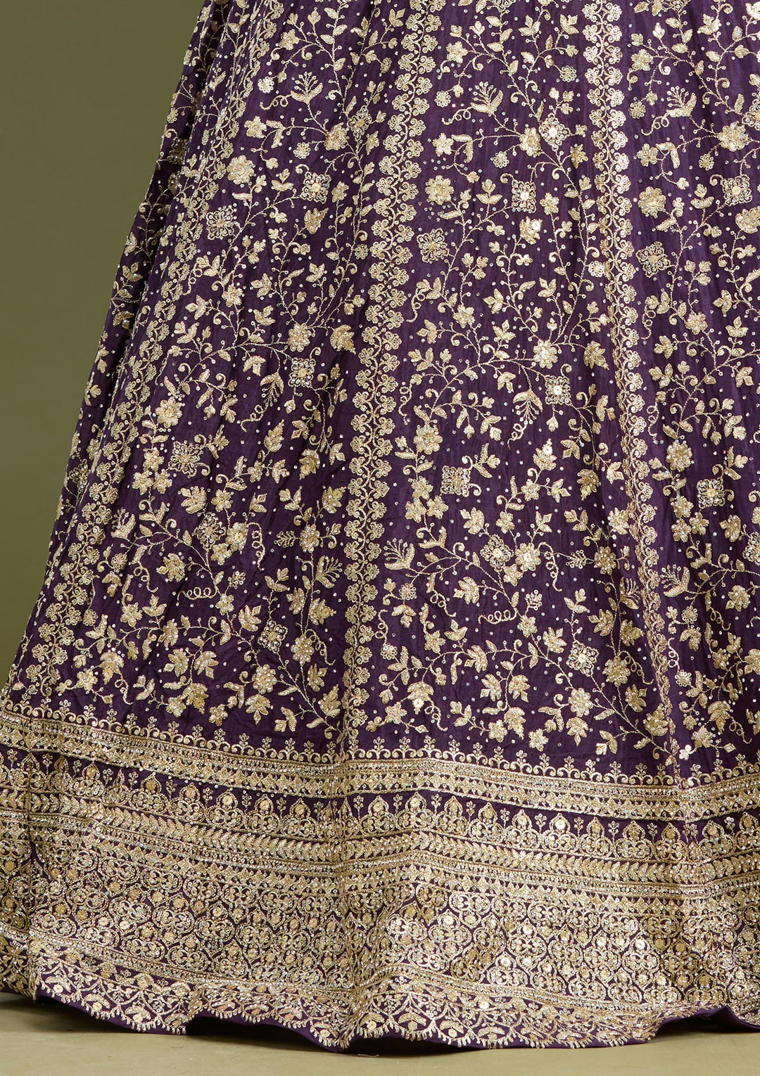 Purple Zariwork (Gold) Georgette Readymade Lehenga