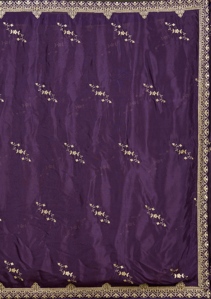 Purple Zariwork (Gold) Georgette Readymade Lehenga