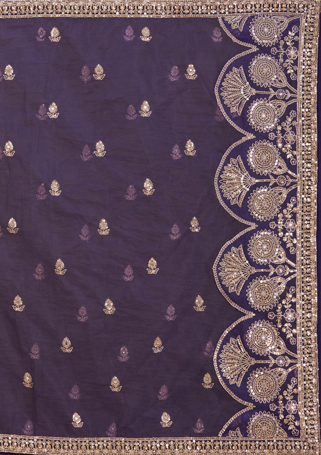Purple Cording Raw Silk Readymade Lehenga