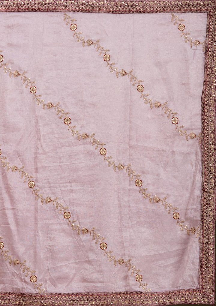 Mauve Cording Brocade Readymade Lehenga