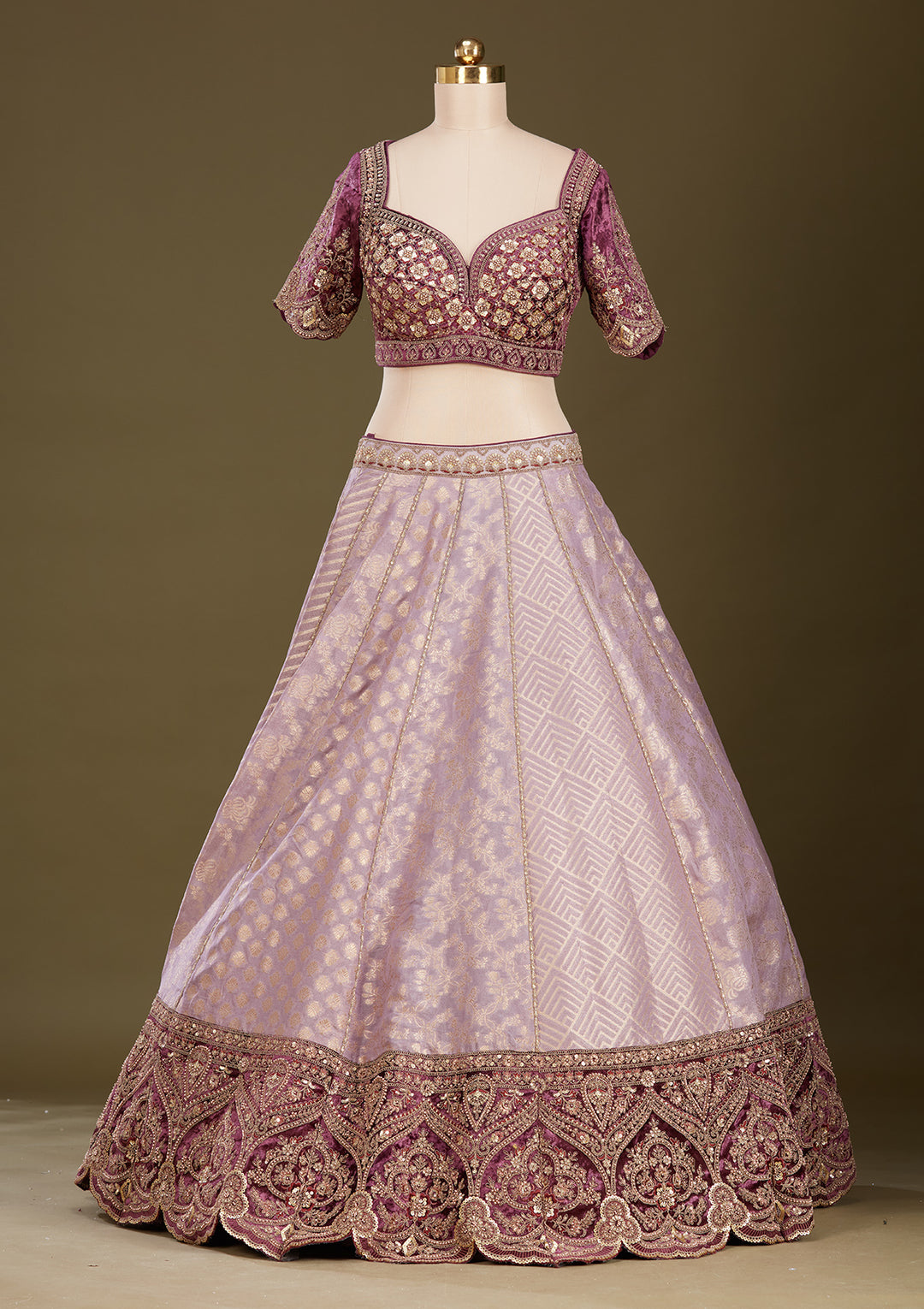 Mauve Cording Brocade Readymade Lehenga