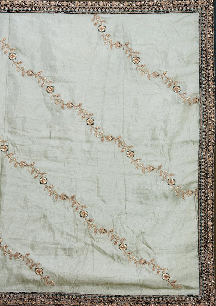 Teal Green Cording Brocade Readymade Lehenga