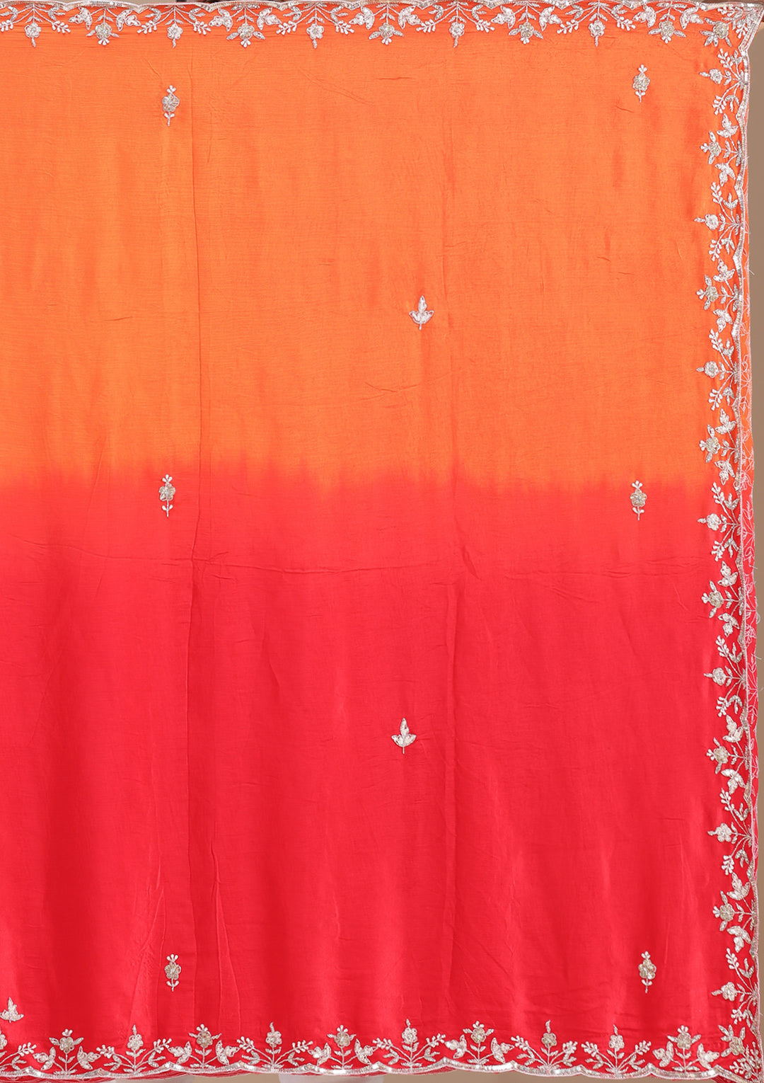 Red Aariwork Semi Crepe Semi-Stitched Lehenga