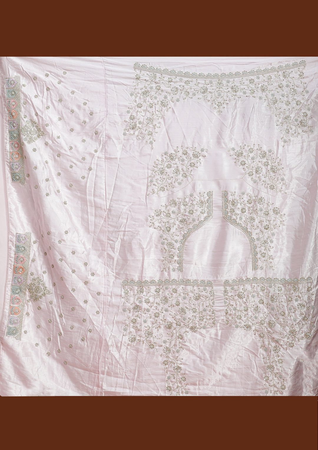 Pink Cording Soft Raw Silk Semi-Stitched Lehenga