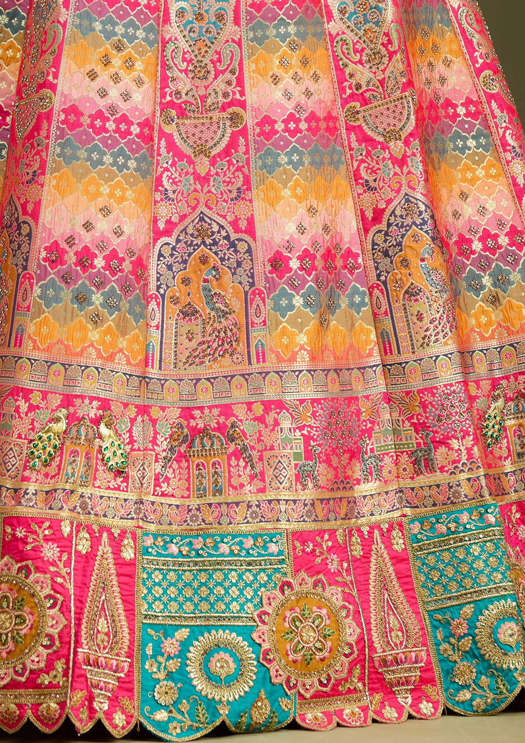 Mustard Stonework Banarasi Readymade Lehenga