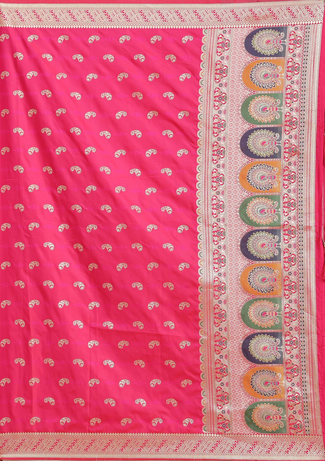 Rani Pink Stonework Banarasi Semi-Stitched Lehenga