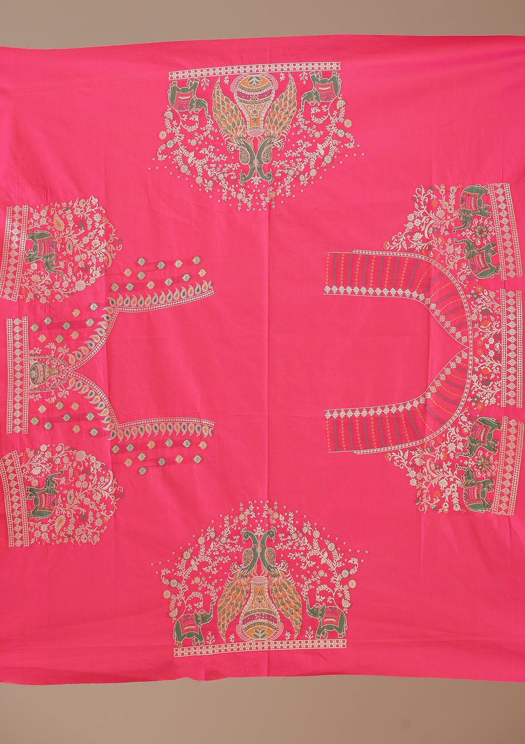 Rani Pink Stonework Banarasi Semi-Stitched Lehenga