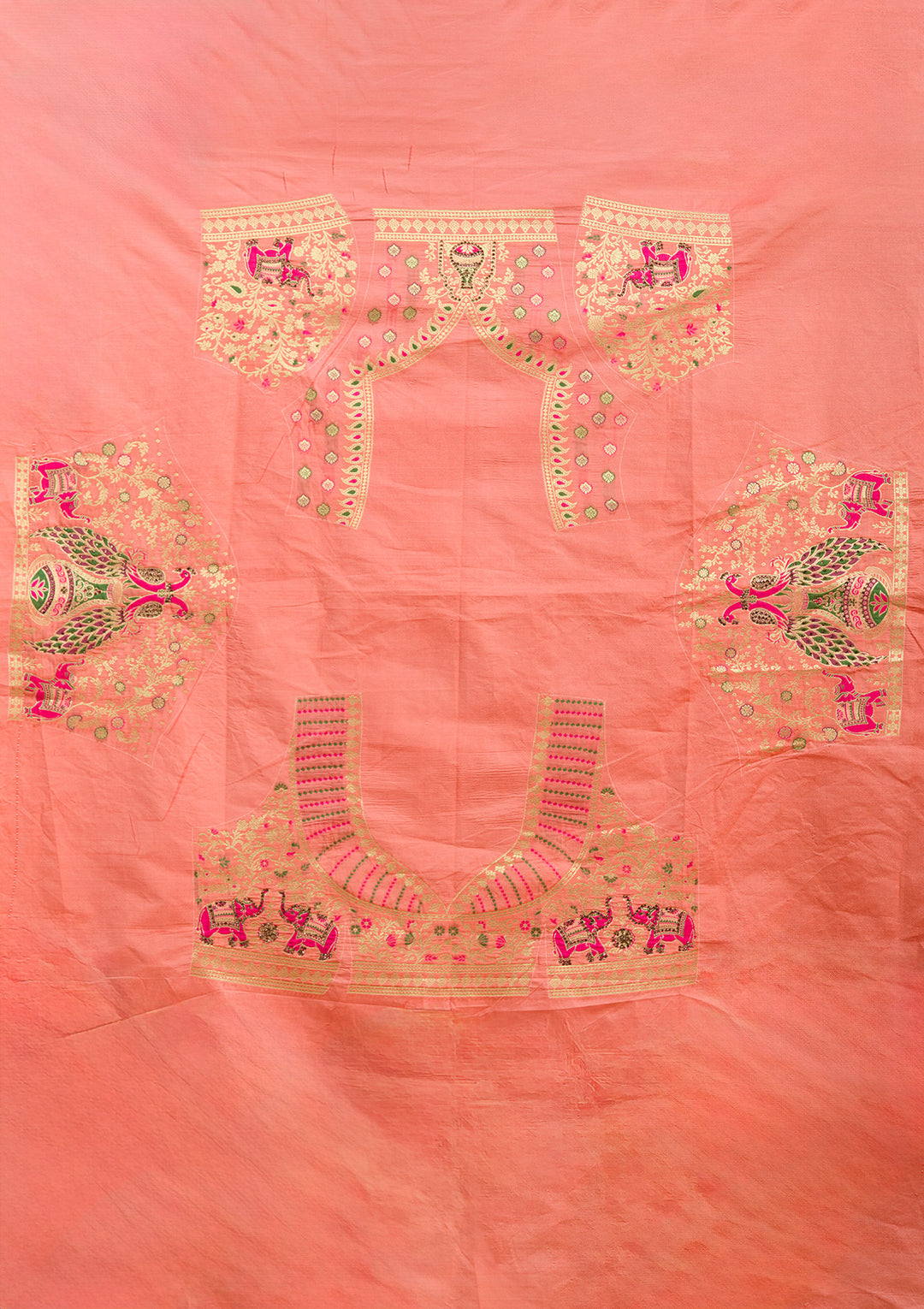 Peach Stonework Banarasi Readymade Lehenga