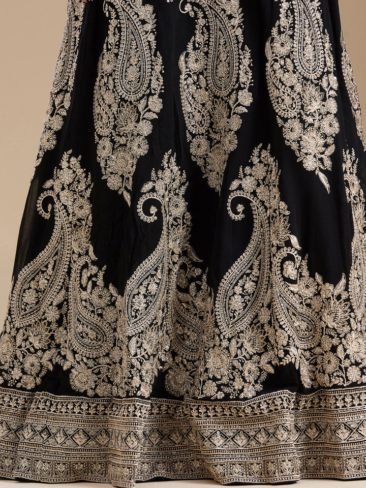 Black Zariwork (Gold) Georgette Readymade Lehenga