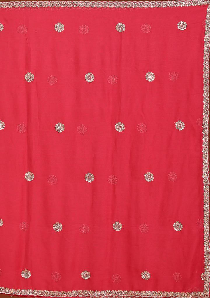 Cream Sequins Georgette Readymade Lehenga