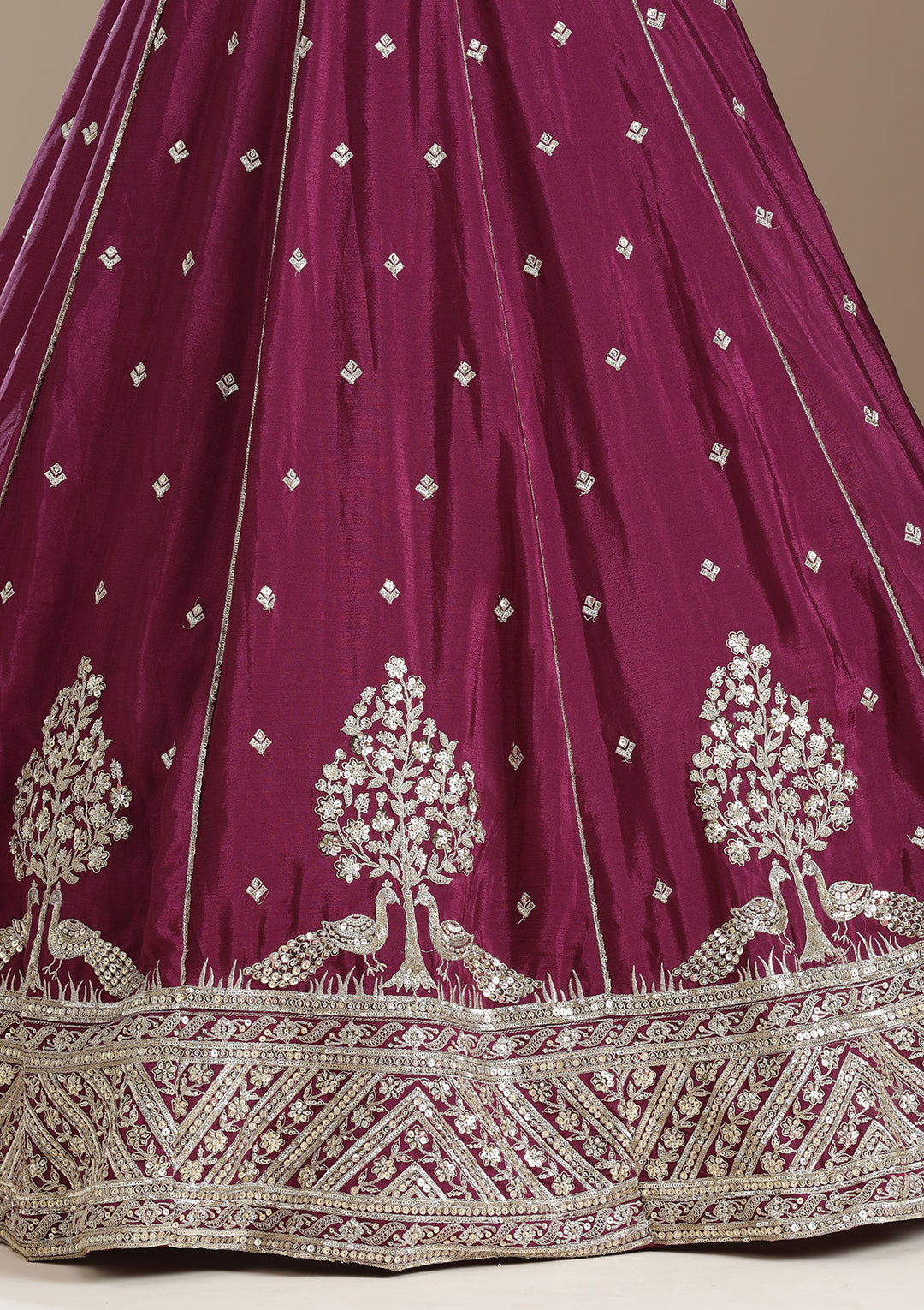 Wine Zariwork (Gold) Soft Raw Silk Readymade Lehenga