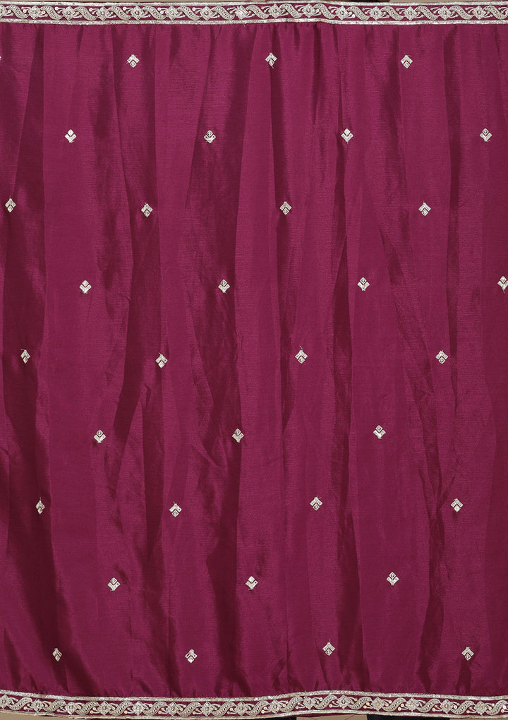 Wine Zariwork (Gold) Soft Raw Silk Readymade Lehenga