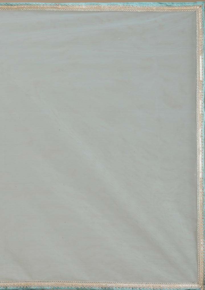 Sea Green Mirrorwork Organza Readymade Lehenga