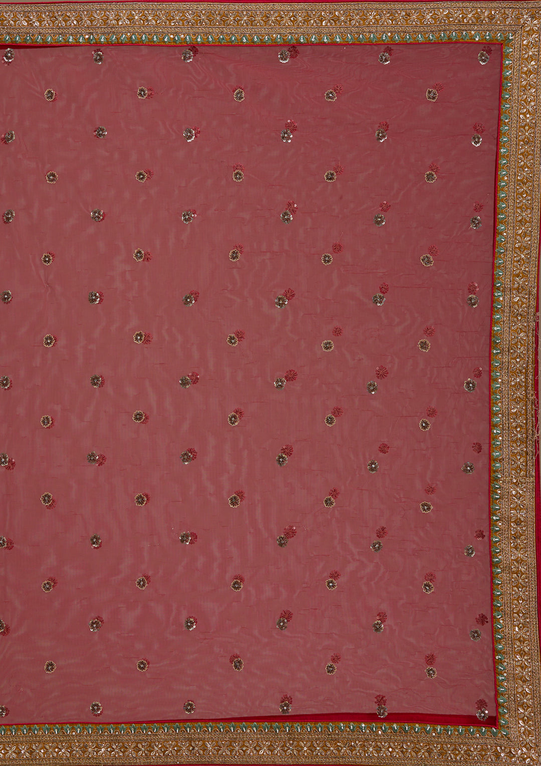 Mustard Zardosi Raw Silk Semi-Stitched Lehenga