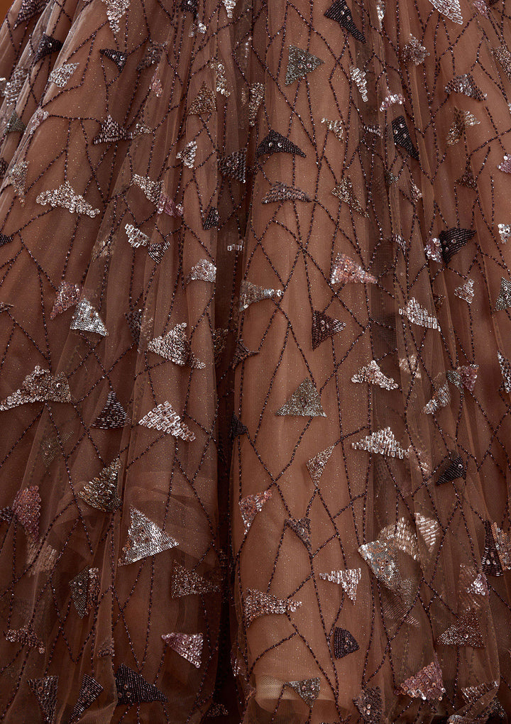 Mauve Zardosi Net Gown