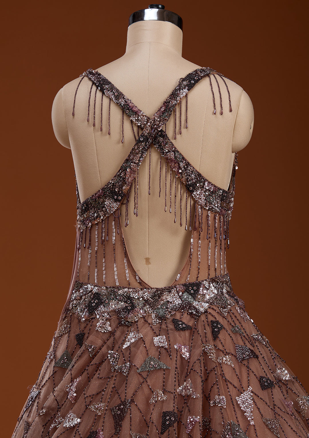 Mauve Zardosi Net Gown