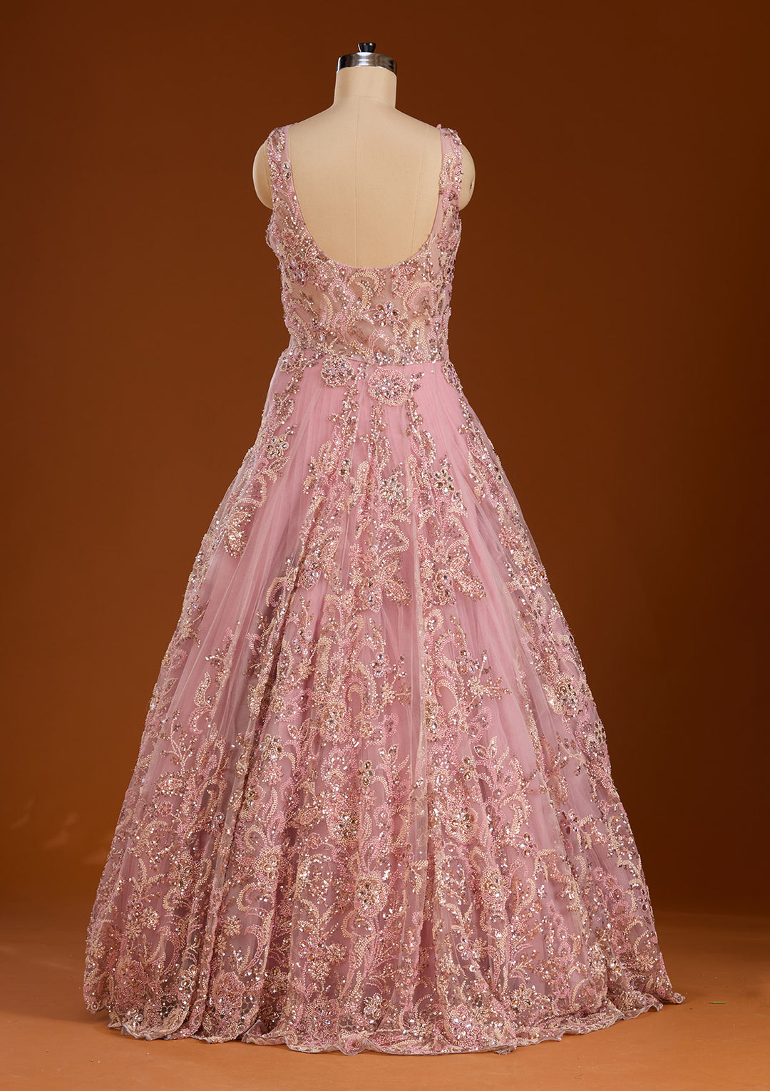 Pink Stonework Net Readymade Lehenga