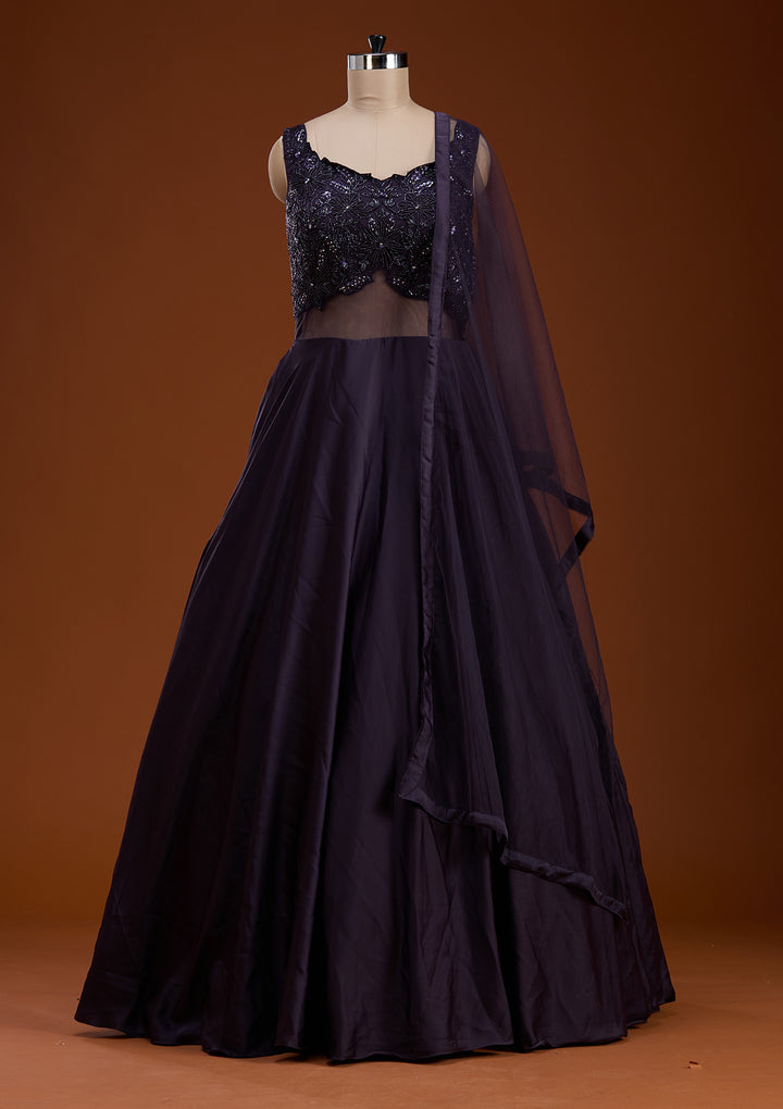 Lavender Cutdana Satin Gown