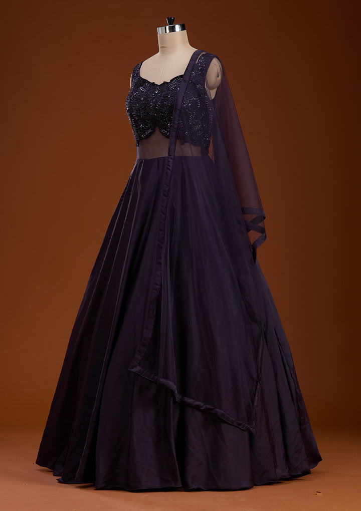 Lavender Cutdana Satin Gown