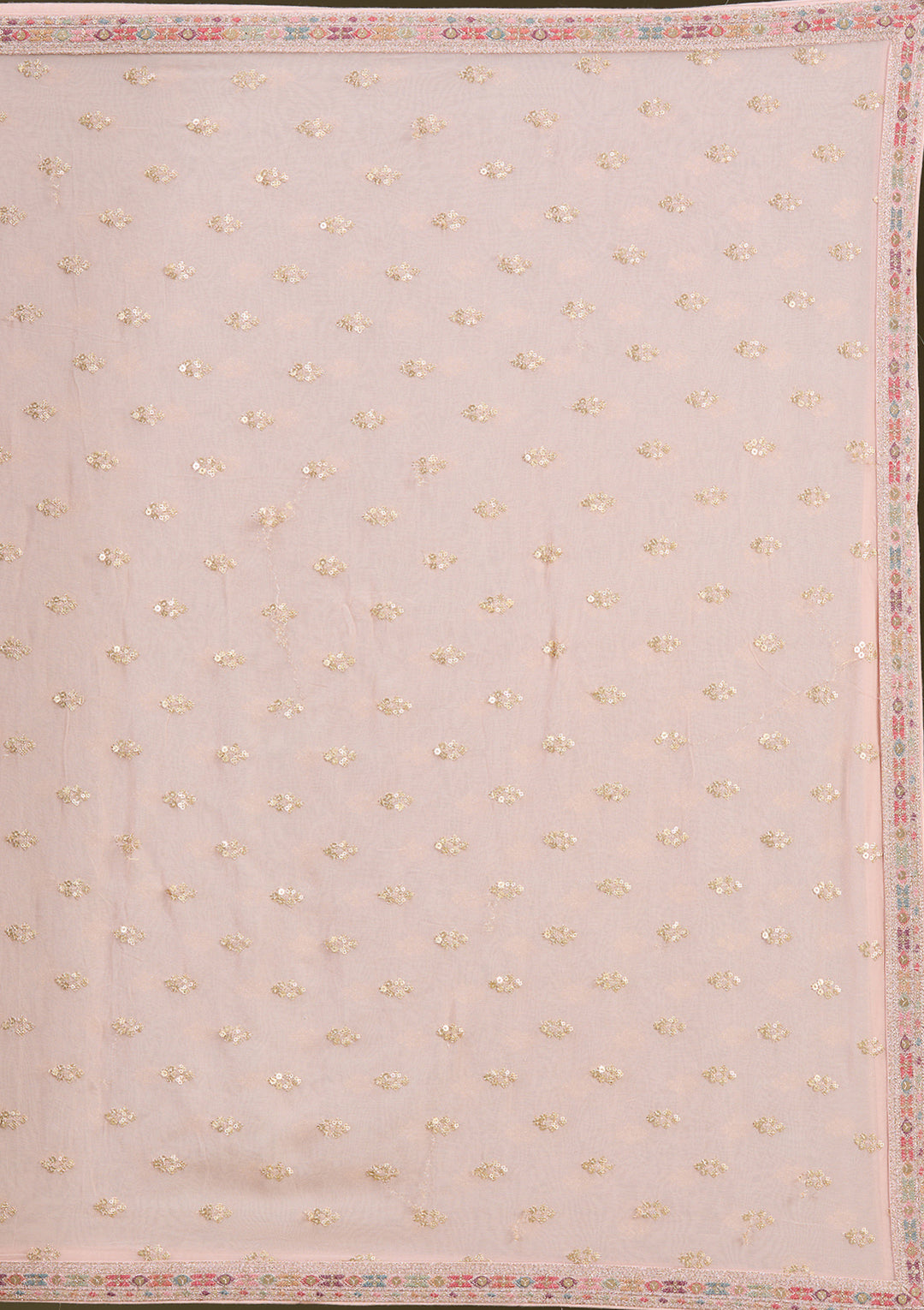 Peach Threadwork Georgette Readymade Lehenga