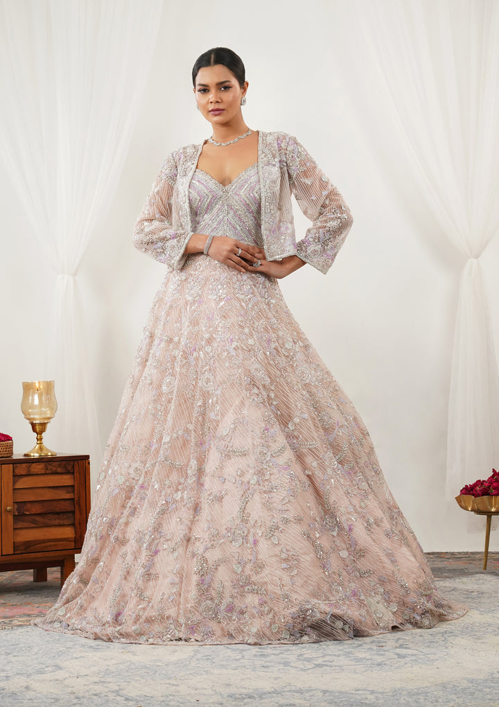 Pink Stonework Net Gown