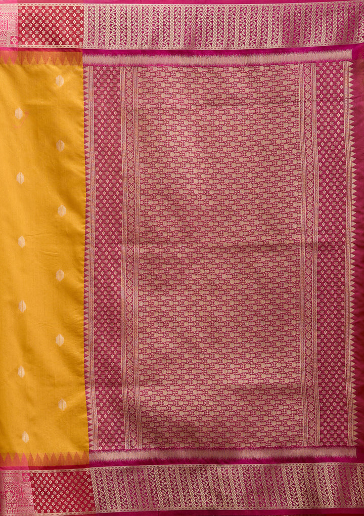 Mustard Printed Art Silk Saree