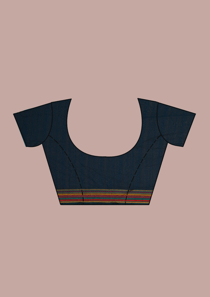Navy Blue Threadwork Georgette Saree
