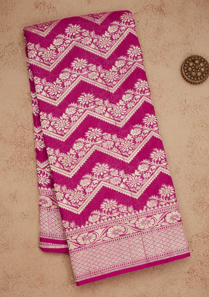 Rani Pink Zariwork Pure Silk Saree