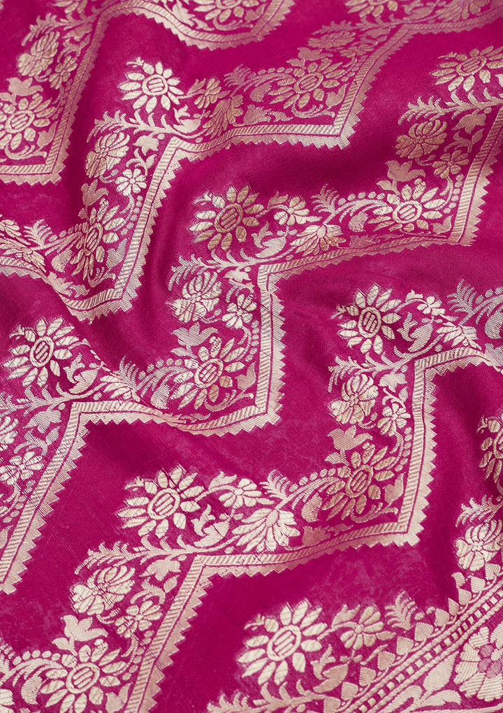 Rani Pink Zariwork Pure Silk Saree