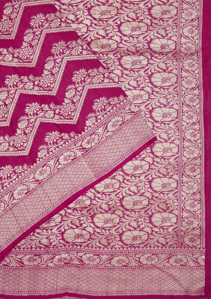 Rani Pink Zariwork Pure Silk Saree
